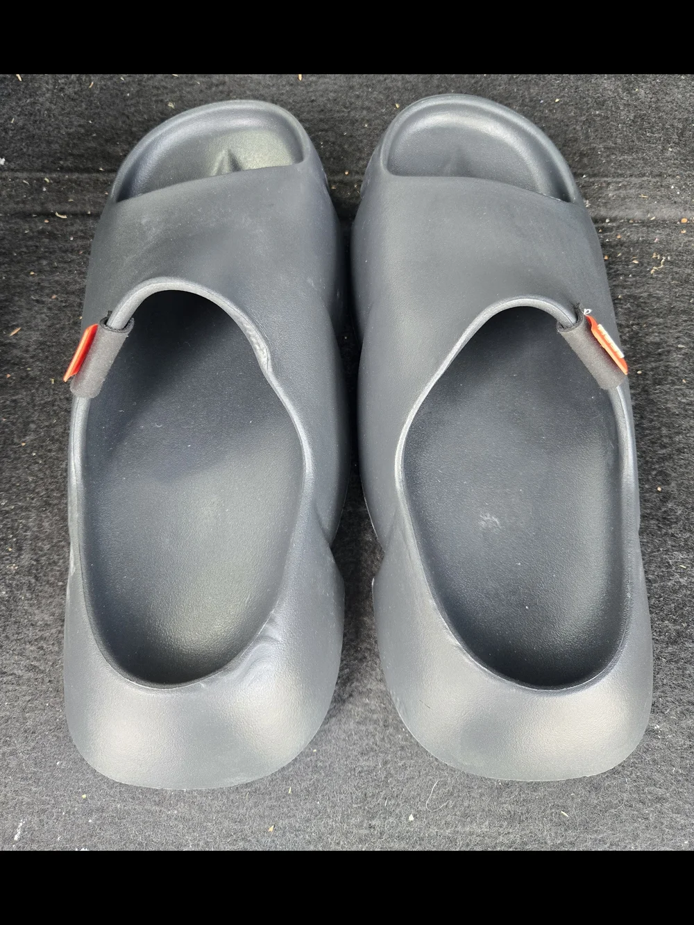 Men's Black Slide Sandals with Orange Tab